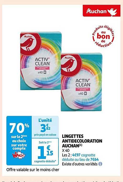 lingettes antidécoloration auchan