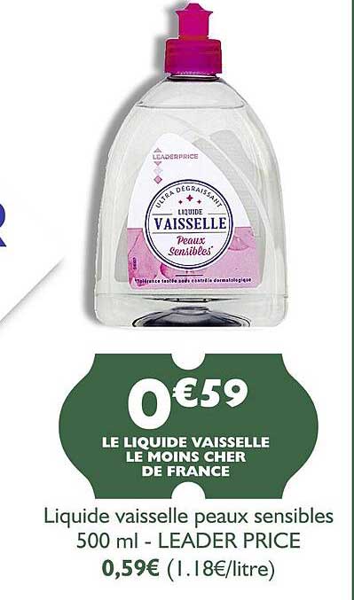 liquide vaisselle peaux sensibles - leader price