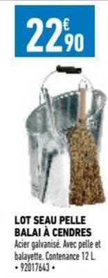lot seau pelle balai à cendres