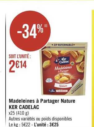 madeleines à partager nature ker cadelac