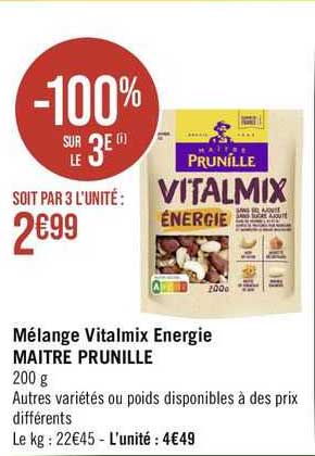 mélange vitalmix énergie maître prunille