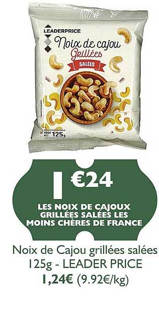 noix de cajou grillées salées leader price