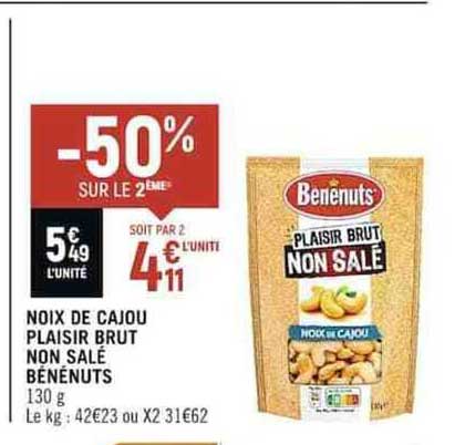 Noix De Cajou Plaisir Brut Non Salé Bénénuts