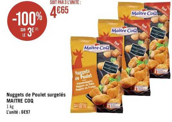 nuggets de poulet surgelés maître coq