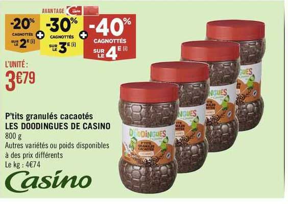 p'tits granulés cacaotés les doodingues de casino