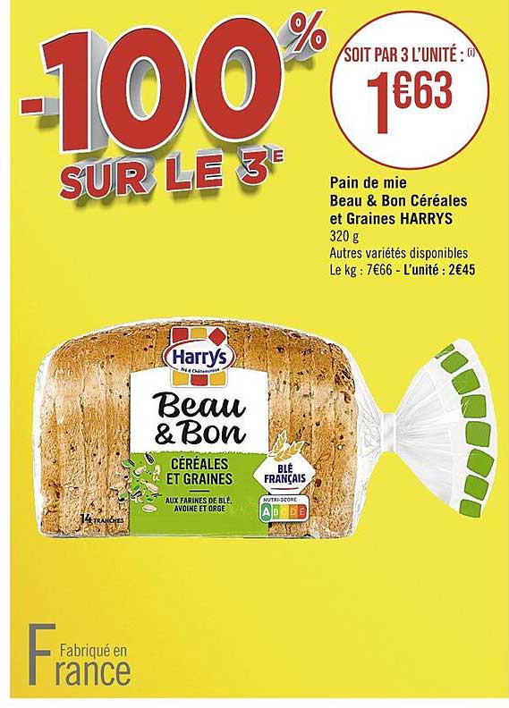pain de mie beau & bon céréales et graines harrys