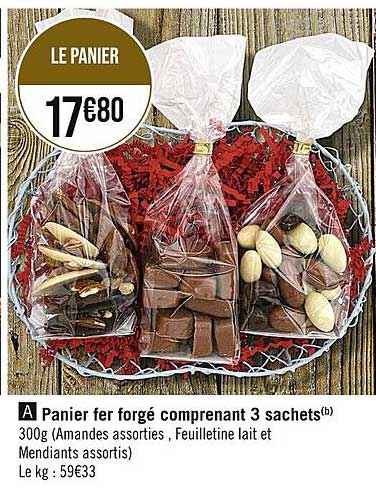 panier fer forgé comprenant 3 sachets