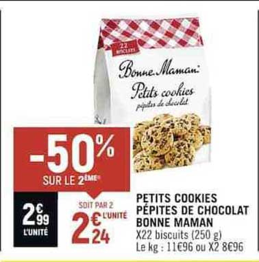 petits cookies pépites de chocolat bonne maman