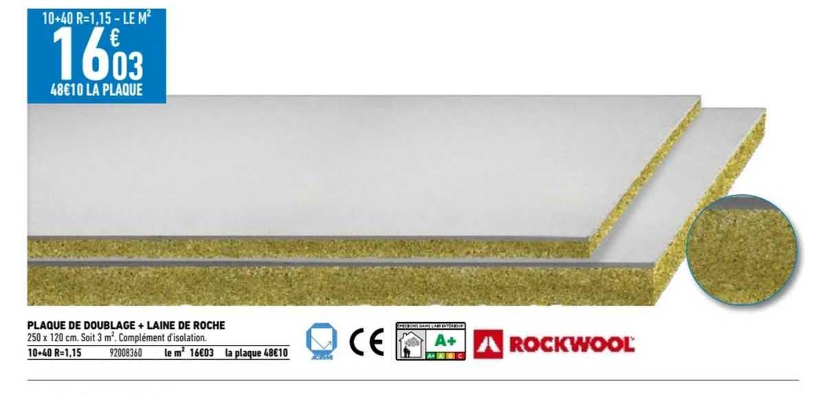 Plaque De Doublage + Laine De Roche Rockwool