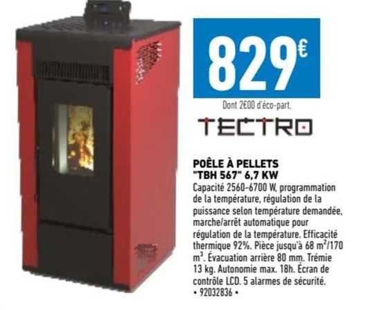 Poêle à Pellets "tbh 567" 6,7 Kw Tectro