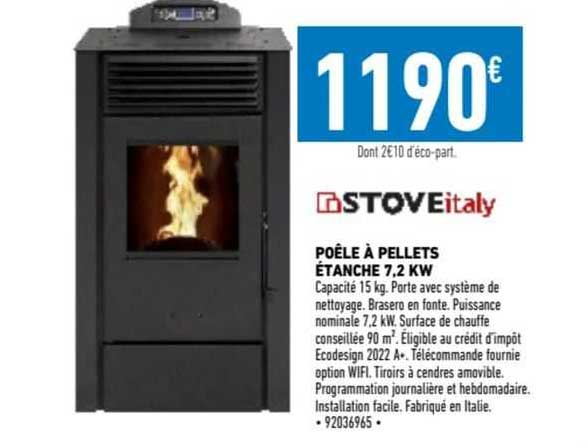 Poêle à Pellets étanche 7,2 Kw Stove Italy