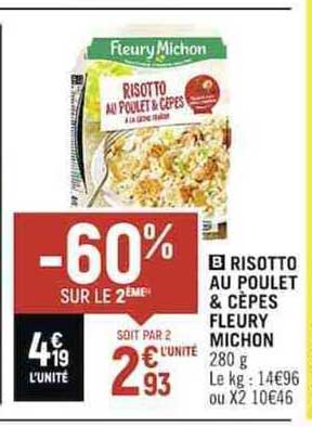 risotto au poulet & cèpes fleury michon