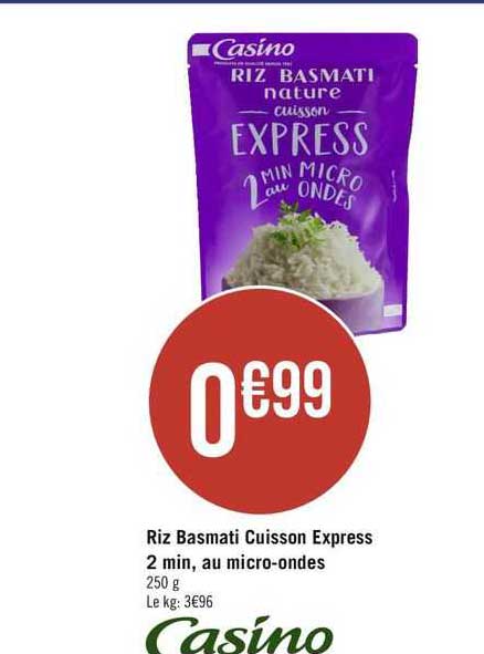 riz basmati cuisson express 2 min, au micro-ondes