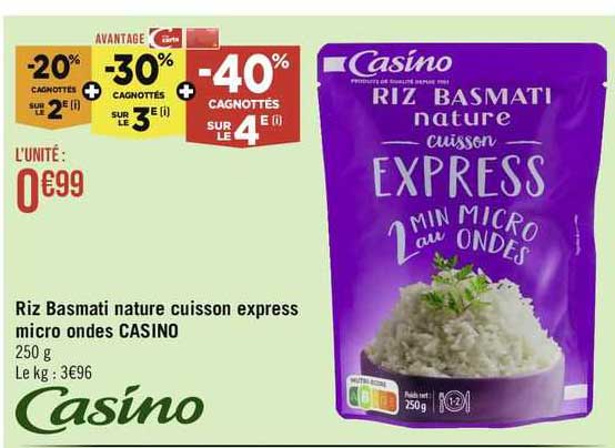 riz basmati nature cuisson express micro ondes casino