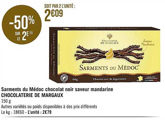 Sarments Du Médoc Chocolat Noir Saveur Mandarine Chocolaterie De Margaux