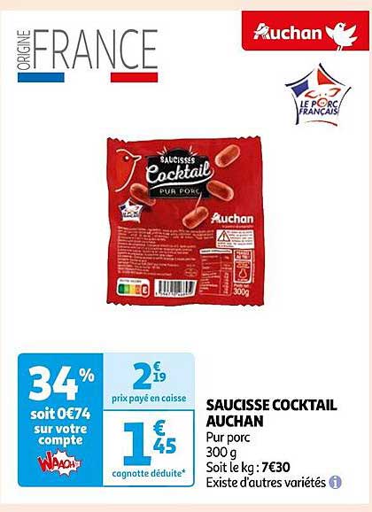 Saucisse Cocktail Auchan