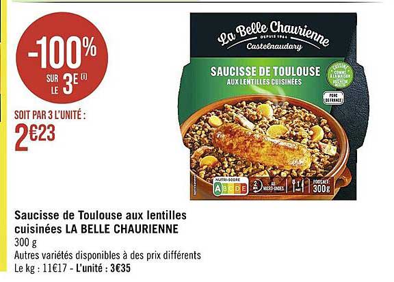Saucisse De Toulouse Aux Lentilles Cuisinées La Belle Chaurienne