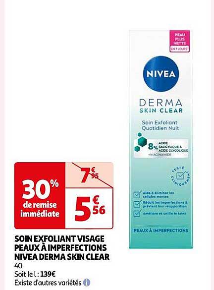 soin exfoliant visage peaux à imperfections nivea derma skin clear