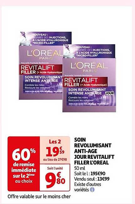 soin revolumisant anti-âge jour revitalift filler l'oréal