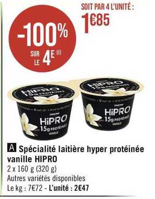 spécialité laitière hyper protéinée vanille hipro