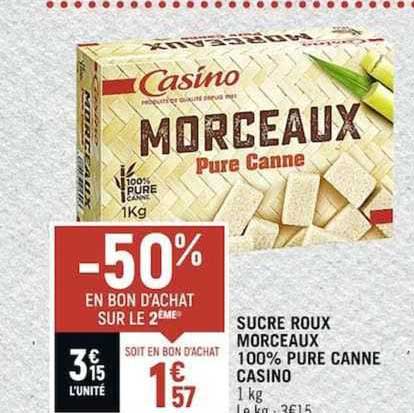 sucre roux morceaux 100% pure canne casino