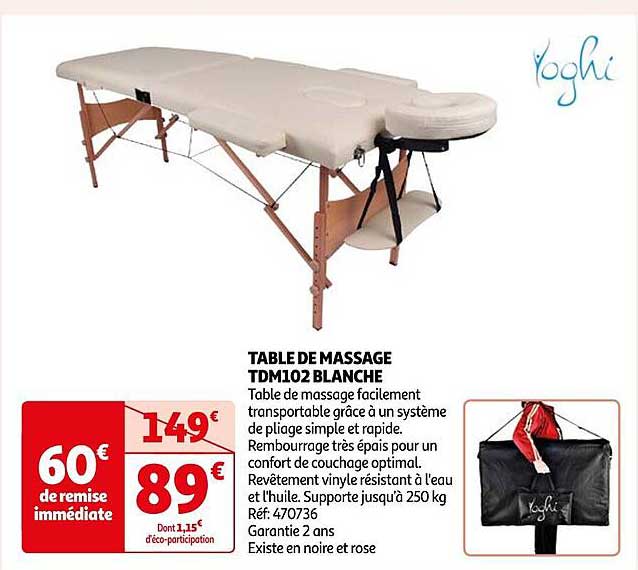 table de masage tdm102 blanche yoghi