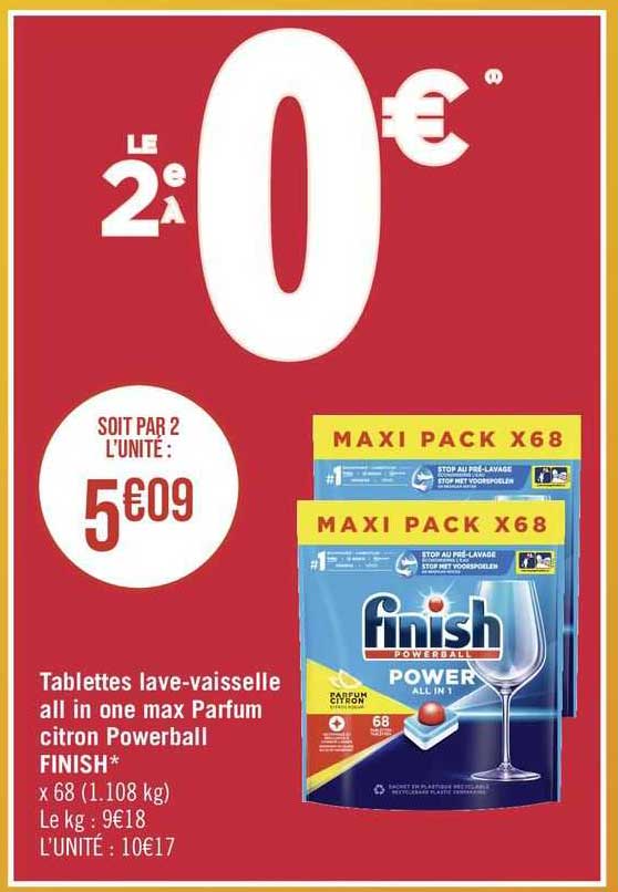 tablettes lave-vaisselle all in one max parfum citron powerball finish