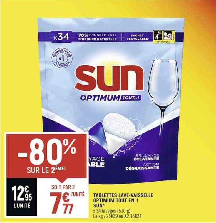 Tablettes Lave-vaisselle Optimum Tout En 1 Sun