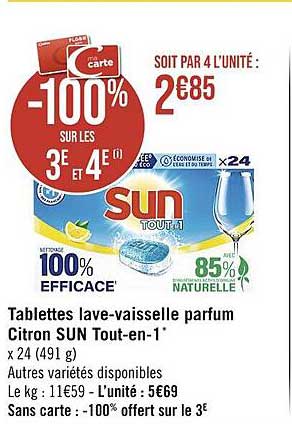 tablettes lave-vaisselle parfum citron sun tout-en-1