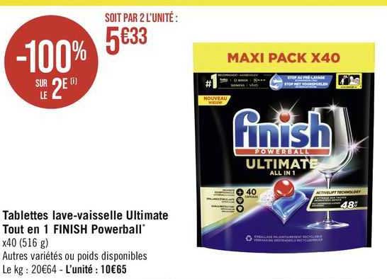 tablettes lave-vaisselle ultimate tout en 1 finish powerball