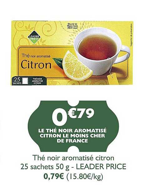 thé noir aromatisé citron leader price