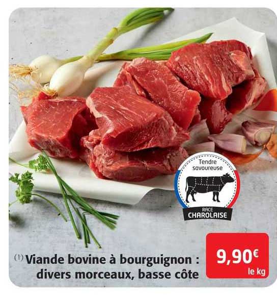viande bovine à bourguignon : divers morceaux, basse côte