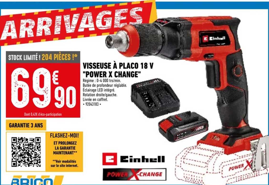 visseuse à placo 18 v "power x change" einhell