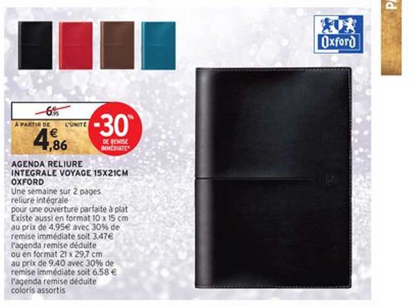 Agenda Reliure Integrale Voyage 15x21cm Oxford