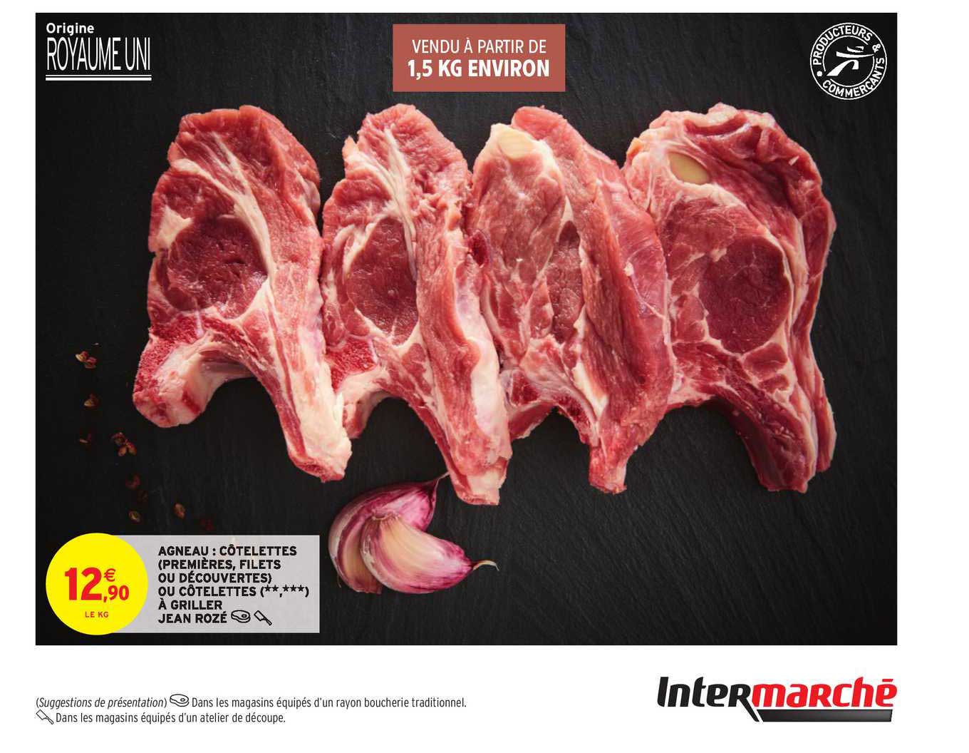 agneau : côtelettes (premières, filets ou décourvertes) ou côtelettes à griller jean rozé