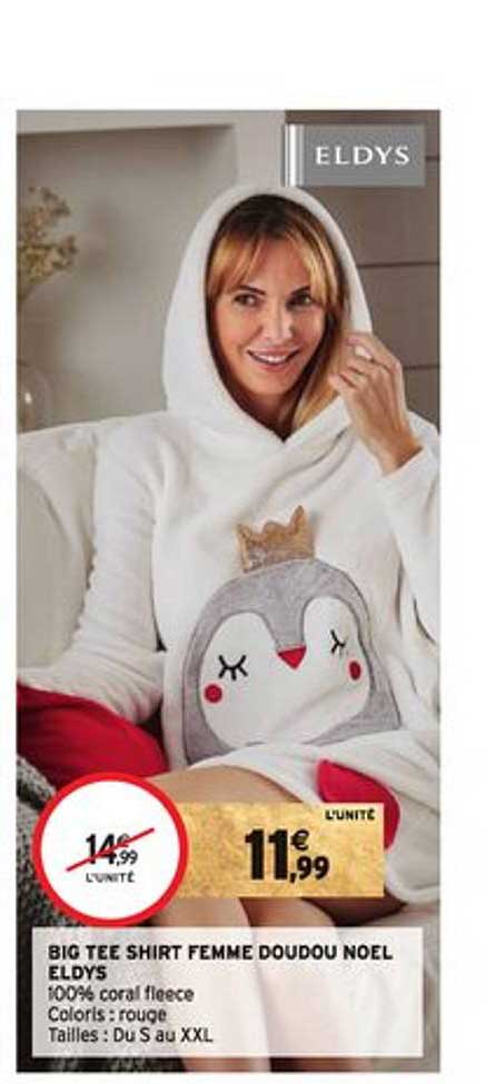 big tee shirt femme doudou noël eldys