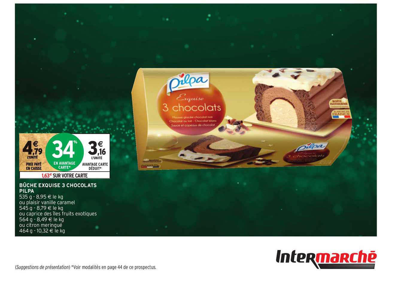 bûche exquise 3 chocolats pilpa