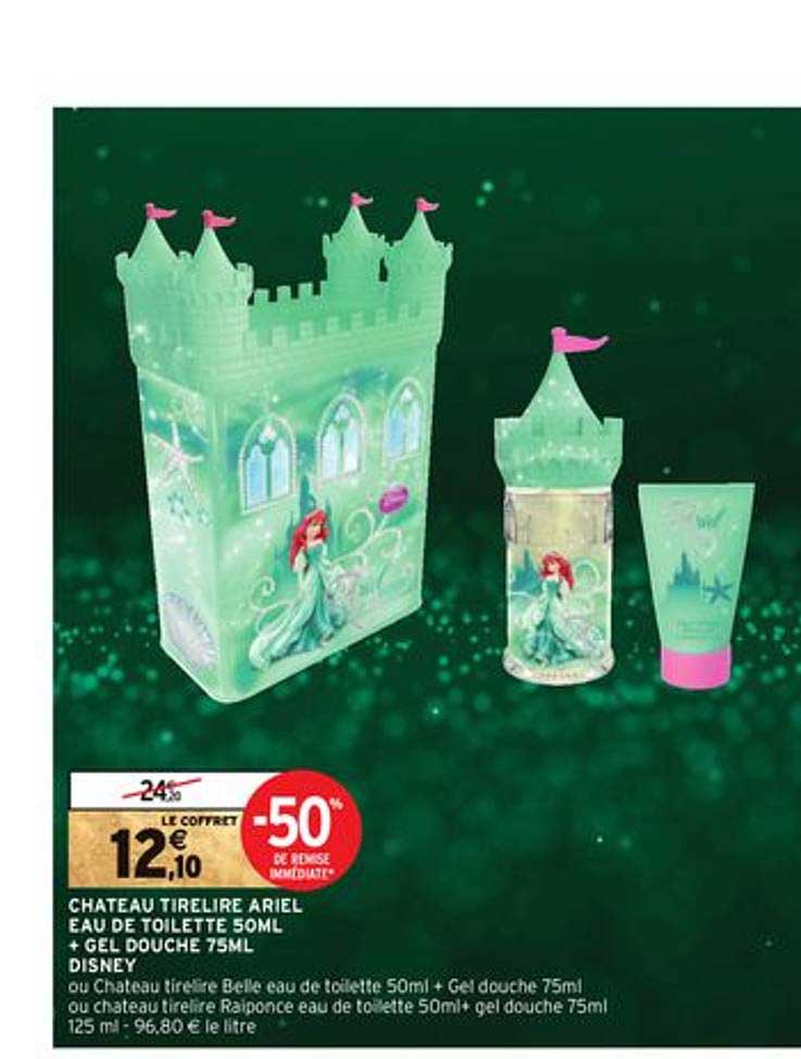 château tirelire ariel eau de toilette 50ml + gel douche 75 ml disney