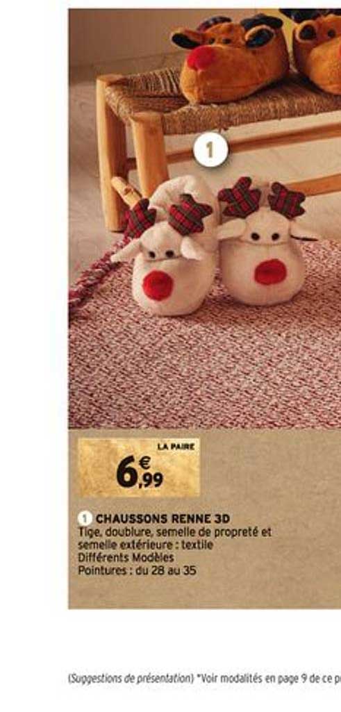 chaussons renne 3d
