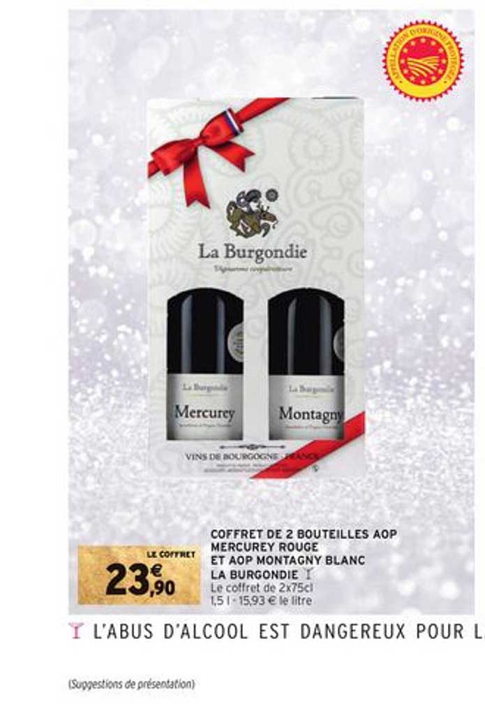 coffret de 2 bouteilles aop mercurey rouge et aop montagny blanc la burgondie