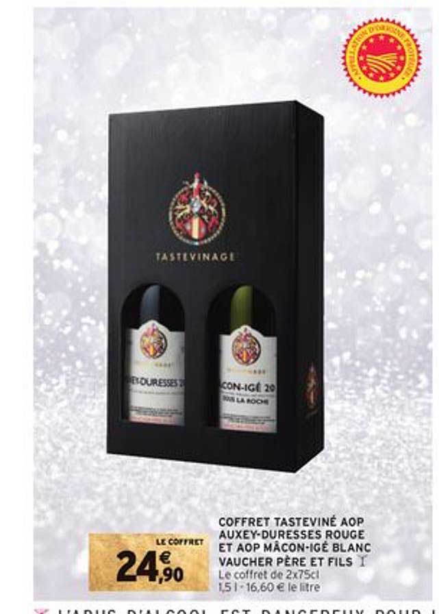 coffret tasteviné aop auxey-duresses rouge et aop mâcon-igé blanc vaucher père et fils