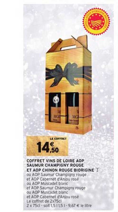 coffret vins de loire aop saumur champigny rouge et aop chinon rouge biorgine