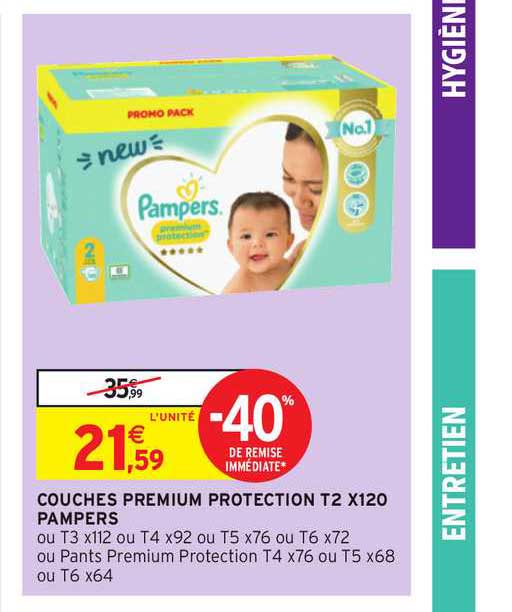 couches premium protection t2 x120 pampers