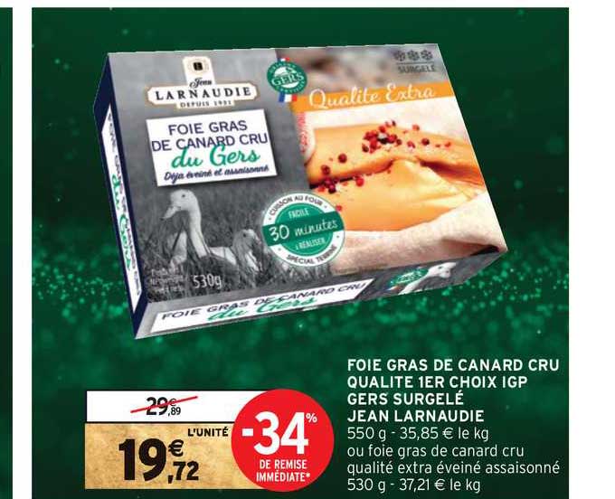 foie gras de canard cru qualité 1er choix igp gers surgelé jean larnaudie