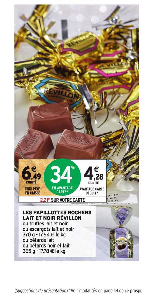 les papillotes rochers lait et noir révillon