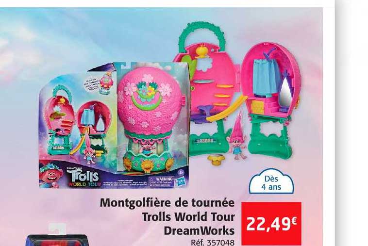 montgolfière de tournée trolls world tour dreamworks