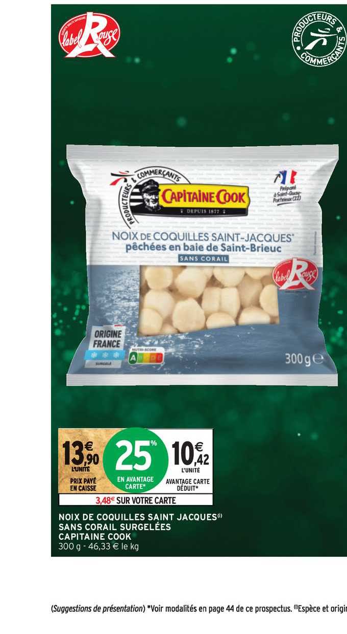 noix de coquilles saint jacques sans corail surgelées capitaine cook
