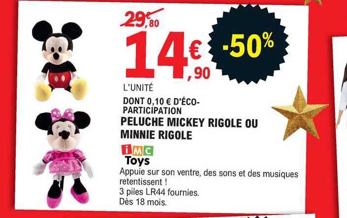 peluche mickey rigole ou minnie rigole