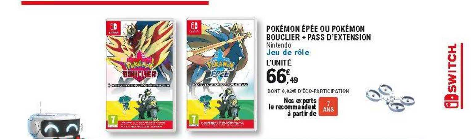 pokémon épée ou pokémon bouclier + pass d'extension  nintendo