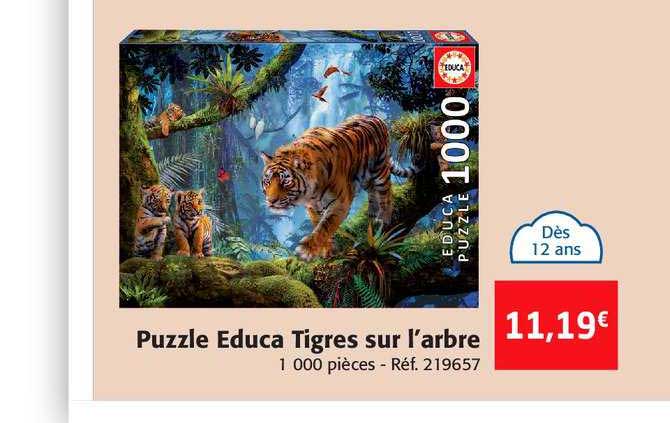 puzzle educa tigres sur l'arbre